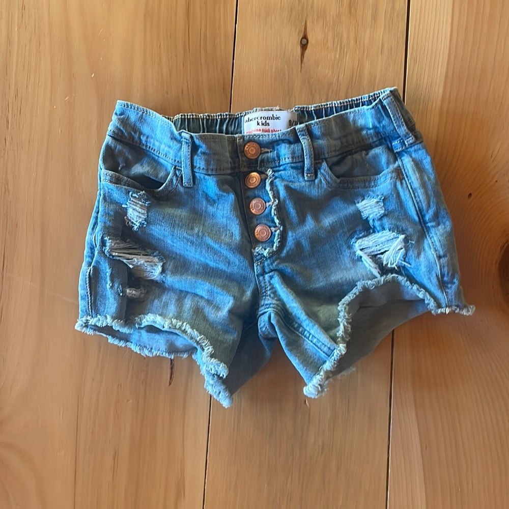 Abercrombie kids distressed jean shorts